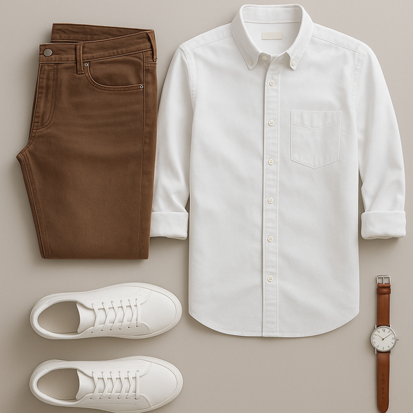 Brown Pants with a White Shirt